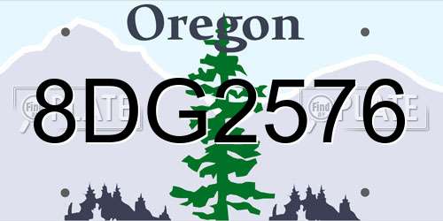 8DG2576 Oregon License Plate