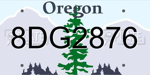 8DG2876 Oregon License Plate