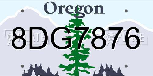 8DG7876 Oregon License Plate
