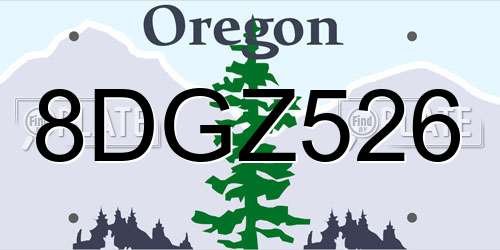 8DGZ526 Oregon License Plate