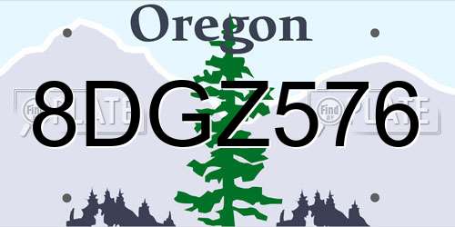 8DGZ576 Oregon License Plate