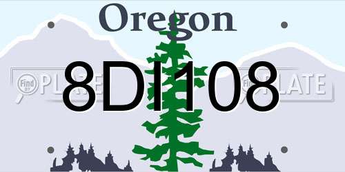 8DI108 Oregon License Plate