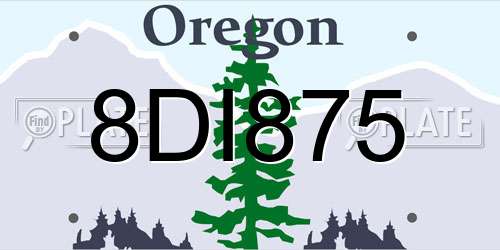 8DI875 Oregon License Plate