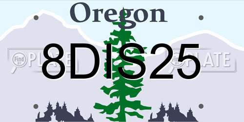8DIS25 Oregon License Plate