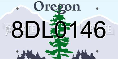 8DL0146 Oregon License Plate