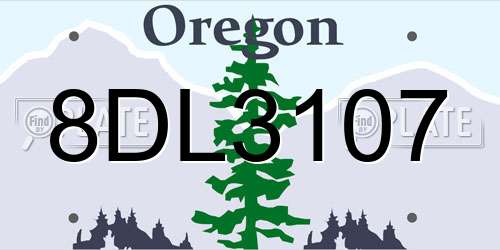 8DL3107 Oregon License Plate