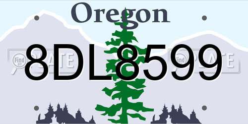 8DL8599 Oregon License Plate