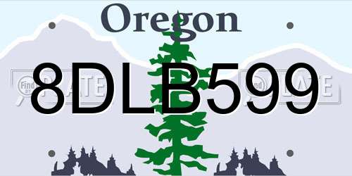 8DLB599 Oregon License Plate