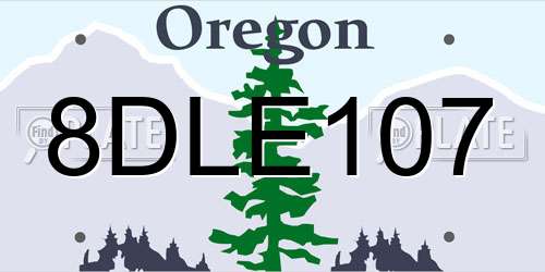 8DLE107 Oregon License Plate