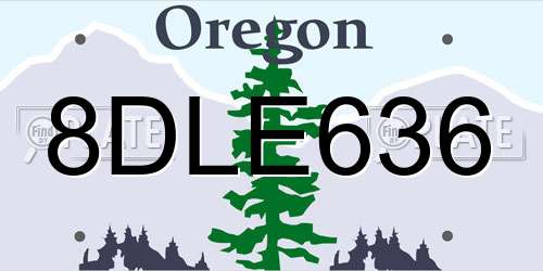 8DLE636 Oregon License Plate