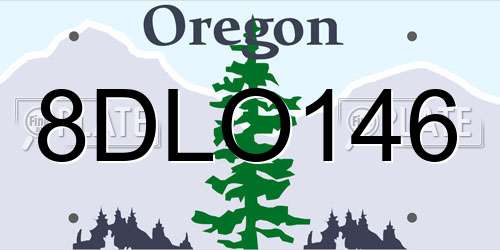 8DLO146 Oregon License Plate
