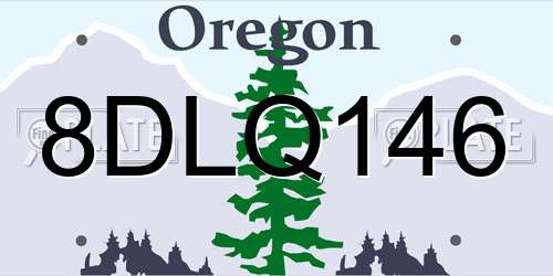 8DLQ146 Oregon License Plate