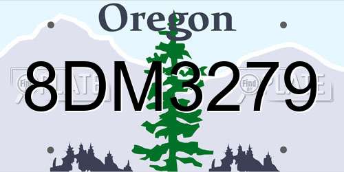8DM3279 Oregon License Plate