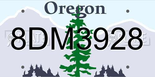 8DM3928 Oregon License Plate