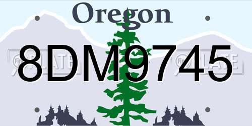 8DM9745 Oregon License Plate