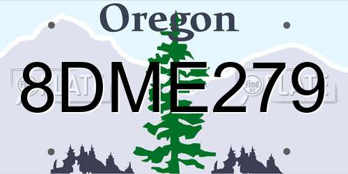 8DME279 Oregon License Plate