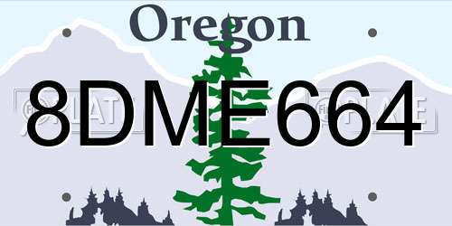 8DME664 Oregon License Plate