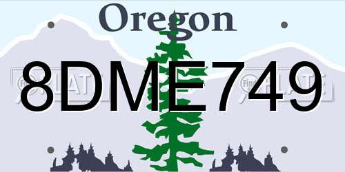 8DME749 Oregon License Plate