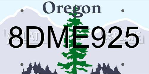 8DME925 Oregon License Plate