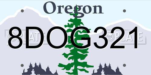 8DOG321 Oregon License Plate