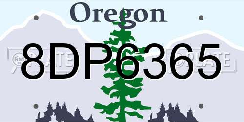 8DP6365 Oregon License Plate