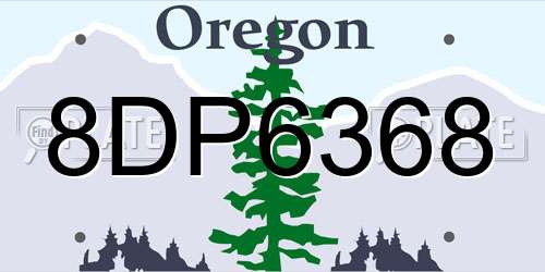 8DP6368 Oregon License Plate