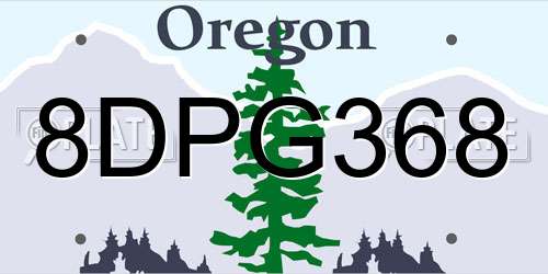 8DPG368 Oregon License Plate