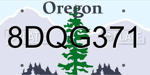8DQG371 Oregon License Plate
