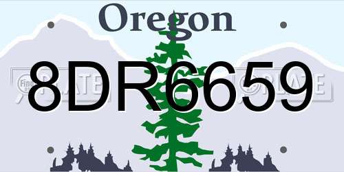 8DR6659 Oregon License Plate