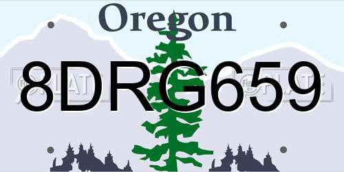 8DRG659 Oregon License Plate