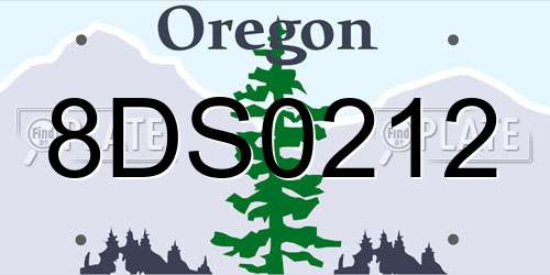 8DS0212 Oregon License Plate
