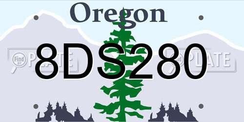 8DS280 Oregon License Plate