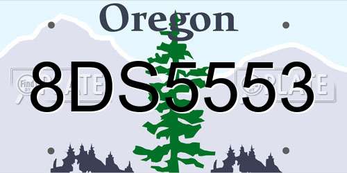 8DS5553 Oregon License Plate