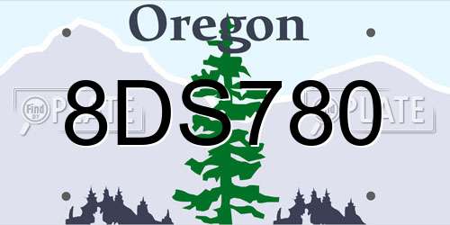 8DS780 Oregon License Plate