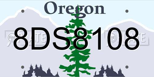 8DS8108 Oregon License Plate