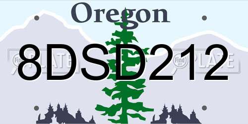 8DSD212 Oregon License Plate