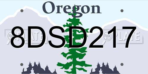 8DSD217 Oregon License Plate