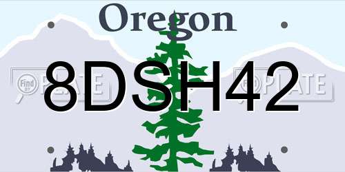 8DSH42 Oregon License Plate