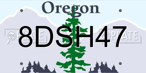 8DSH47 Oregon License Plate