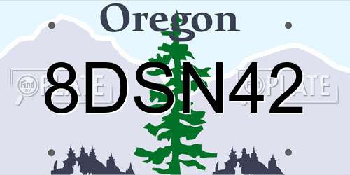 8DSN42 Oregon License Plate