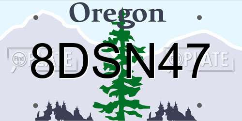 8DSN47 Oregon License Plate