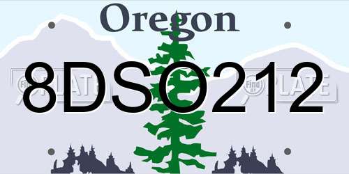 8DSO212 Oregon License Plate