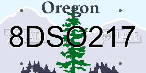 8DSO217 Oregon License Plate