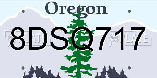 8DSQ717 Oregon License Plate