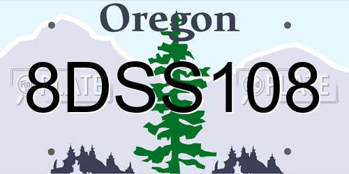 8DSS108 Oregon License Plate