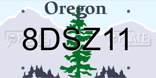 8DSZ11 Oregon License Plate