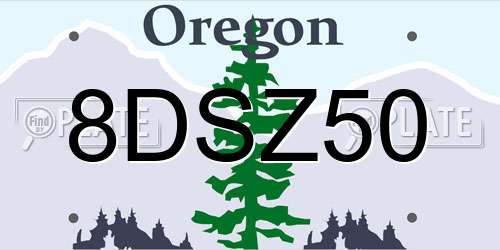 8DSZ50 Oregon License Plate