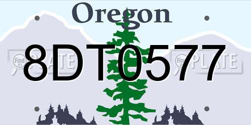 8DT0577 Oregon License Plate