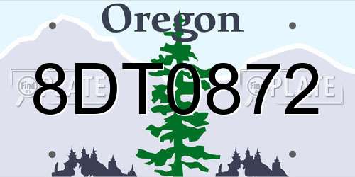 8DT0872 Oregon License Plate