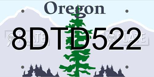 8DTD522 Oregon License Plate